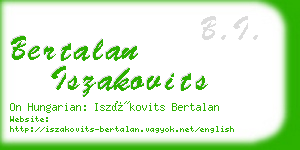 bertalan iszakovits business card